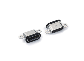 TYPE-C 16P防水母座 沉板1.6 L=6.5 舌頭外露0.9 粉末冶金帶螺